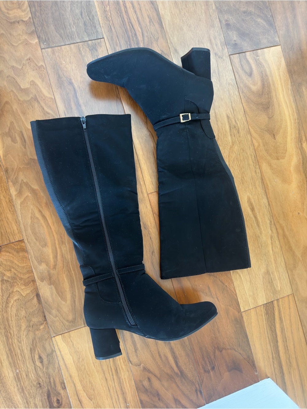 Ardene faux suede black knee high boots - size 7
